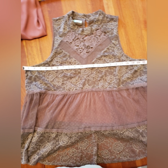 Maurices Brown High Neck Sheer Lace Boho Top size XXL - Picture 6 of 11